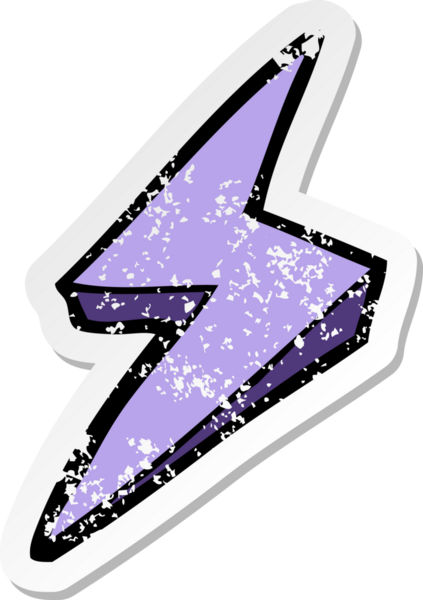 İnsan tarafından çizilmiş bir karikatür yıldırım sembolünün gerilmiş yapıştırması.