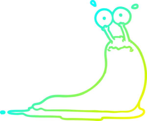 Bir insan tarafından çizilmiş bir çizgi film sümüklü böceğinin soğuk eğik çizgisi.