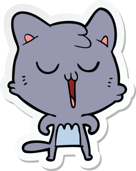 Bir insan tarafından çizilmiş çizgi film kedisinin çıkartması.