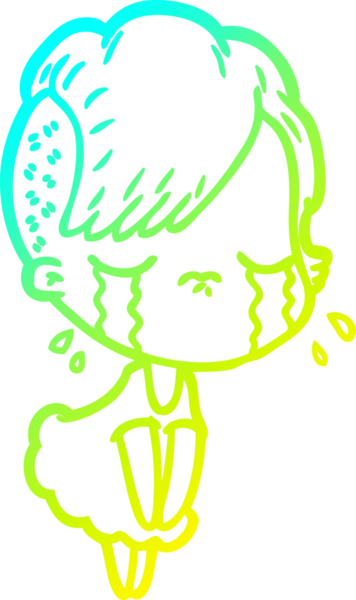 Bir insan tarafından çizilmiş ağlayan bir çizgi film kızı çizimi.