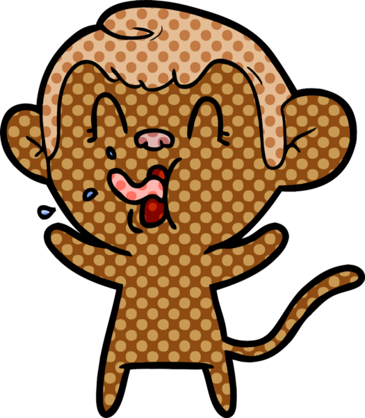 Bir insan tarafından çizilmiş çılgın çizgi film maymunu