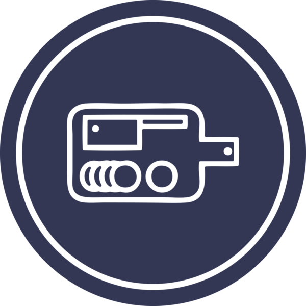 Bir insan tarafından çizilmiş kesme tahtası dairesel simgesi