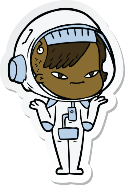 Bir insan tarafından çizilmiş astronot bir kadının çıkartması.