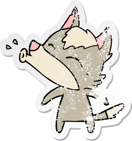 Bir insan tarafından çizilmiş uluyan kurt çizgi filminin sıkıntılı çıkartması.