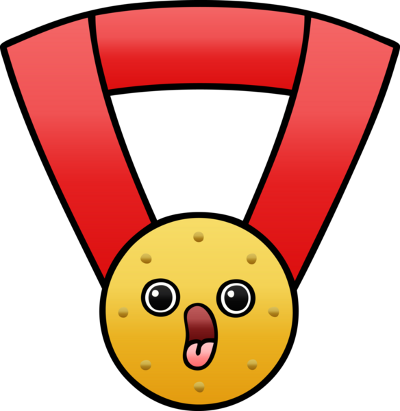 Bir insan tarafından çizilmiş altın madalyanın gölgelenmiş karikatürü.