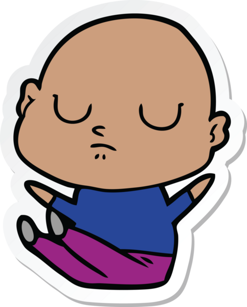 Bir insan tarafından çizilmiş kel bir adamın çıkartması.