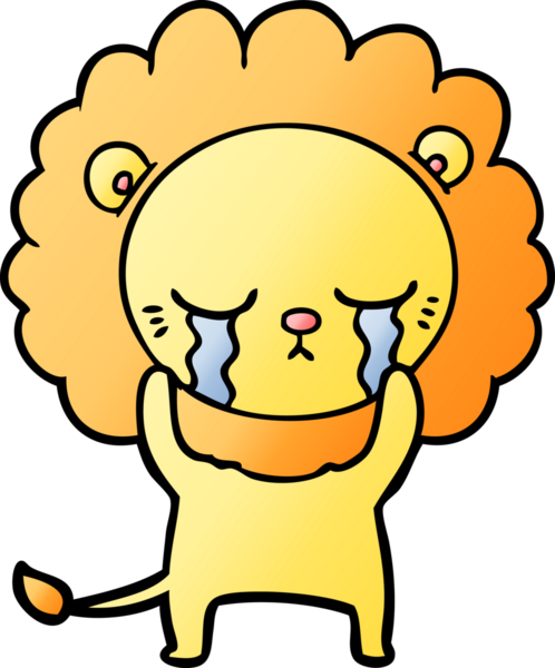 Bir insan tarafından çizilmiş ağlayan çizgi film aslanı.