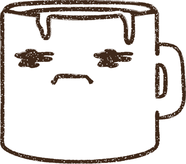 Bir insan tarafından çizilmiş kahve fincanı kömürü.