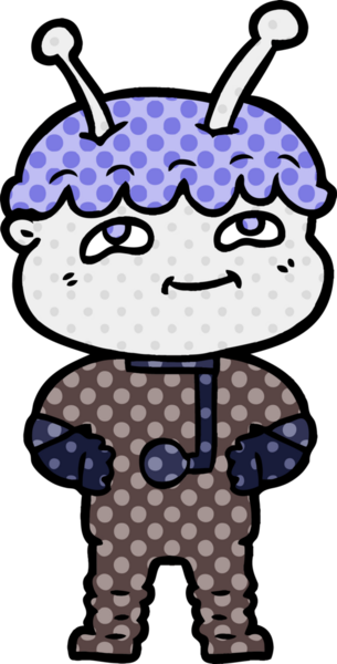 Bir insan tarafından çizilmiş dost canlısı çizgi film uzay adamı.