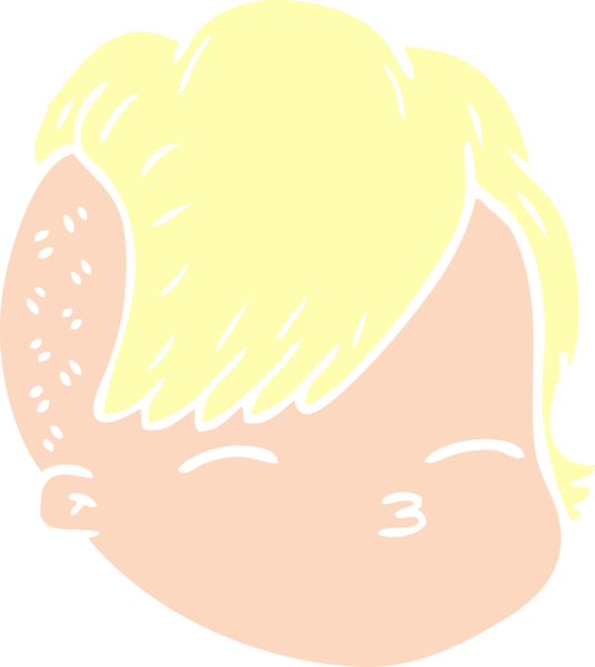 Bir insan tarafından çizilmiş düz renk çizgi film kadın yüzü