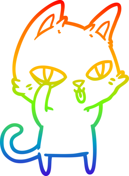 Gökkuşağı gradyan çizgi çizimi Bir insan tarafından çizilen çizgi film kedisi