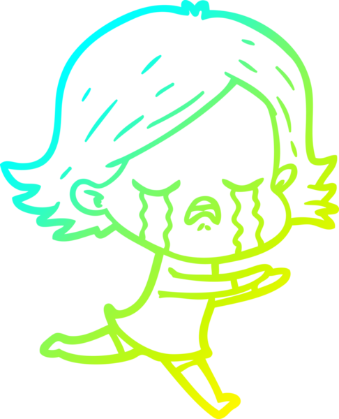 Bir insan tarafından çizilmiş ağlayan bir çizgi film kızı çizimi.