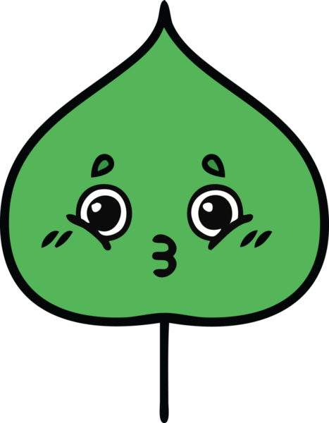 Bir insan tarafından çizilmiş dışavurumsal yaprağın sevimli karikatürü.