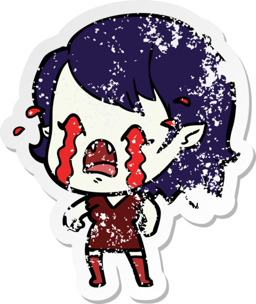 Bir insan tarafından çizilmiş ağlayan vampir bir karikatür çıkartması.