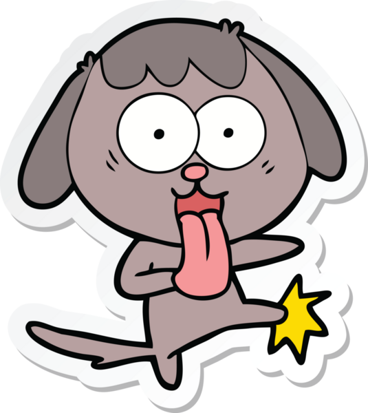 Bir insan tarafından çizilmiş şirin bir köpeğin çıkartması.