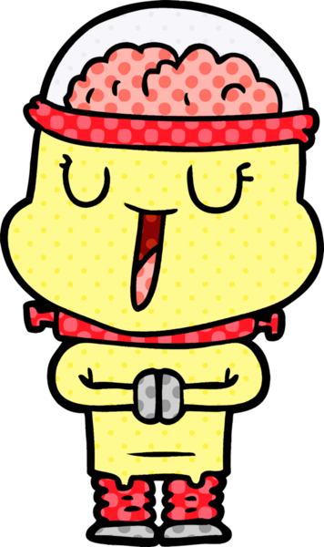 Bir insan tarafından çizilmiş mutlu çizgi film robotu