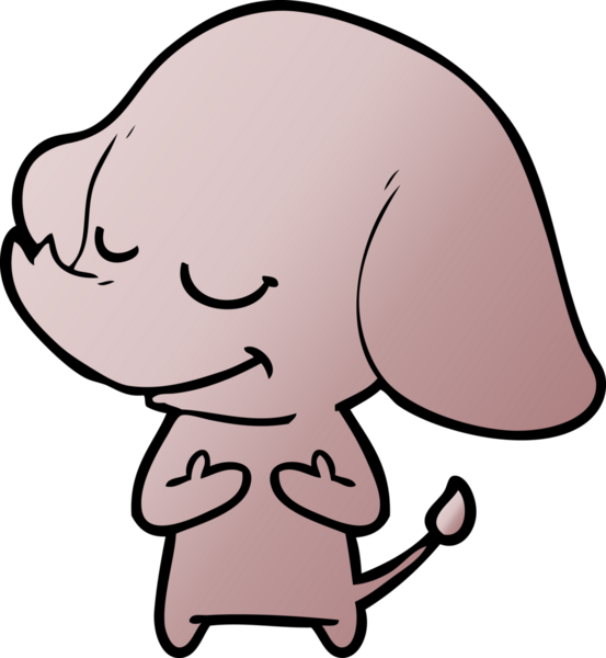 Bir insan tarafından çizilmiş gülümseyen bir fil.