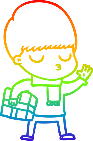 Gökkuşağı gradyan çizgi çizimi bir insan tarafından çizilmiş sakin bir çocuk