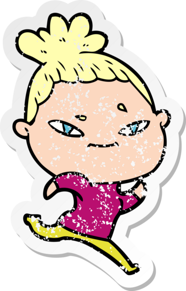 Bir insan tarafından çizilmiş karikatür bir kadının sıkıntılı çıkartması.