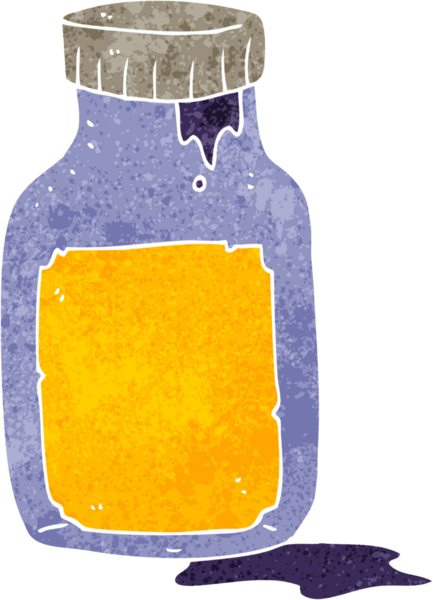 Bir insan tarafından çizilmiş öksürük şurubu.