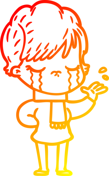 Bir insan tarafından çizilmiş, ağlayan bir çizgi kadın çizimi.