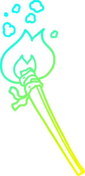 Bir insan tarafından çizilen yanan meşalenin soğuk gradyan çizgisi.