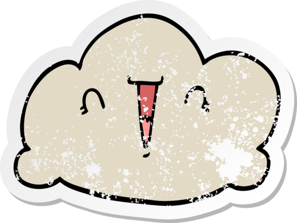 Bir insan tarafından çizilmiş karikatür bulutunun sıkıntılı çıkartması.