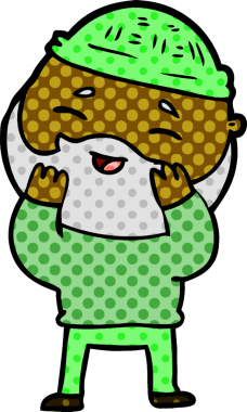 Bir insan tarafından çizilmiş mutlu sakallı bir adam.