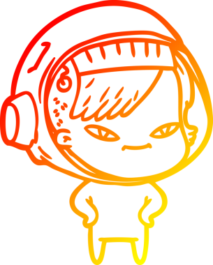 Bir insan tarafından çizilmiş bir astronot kadın çizgi çizimi.