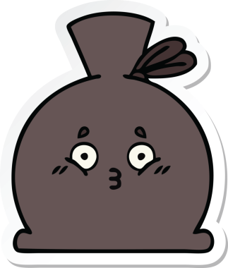 Bir insan tarafından çizilmiş şirin bir karikatür çuvalı.