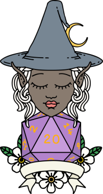 Retro Dövme Biçimli elf karakteri Bir insan tarafından çizilmiş doğal yirmi zar atışıyla