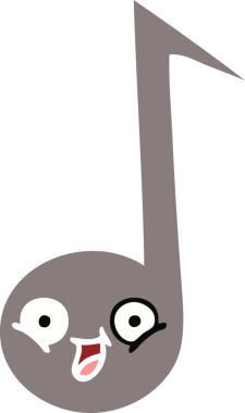 Bir insan tarafından çizilmiş bir notanın düz renkli retro karikatürü