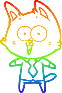 Bir insan tarafından çizilmiş gömlek ve kravat giyen komik bir çizgi film kedisinin çizimi