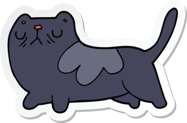 Bir insan tarafından çizilmiş çizgi film kedisinin çıkartması.