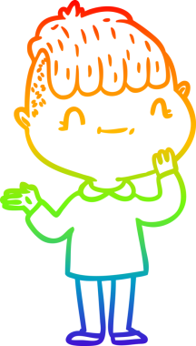 Gökkuşağı gradyan çizimi bir insan tarafından çizilmiş bir çizgi film karakteri.