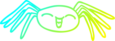 Bir insan tarafından çizilmiş mutlu çizgi film örümceğinin soğuk gradyan çizimi