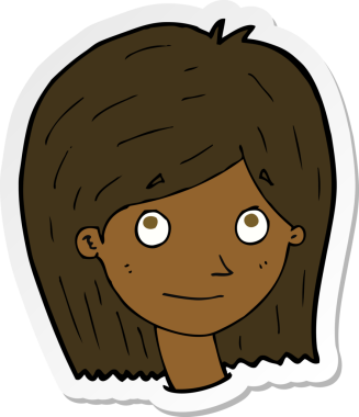 Bir insan tarafından çizilmiş mutlu kadın yüzü çıkartması.