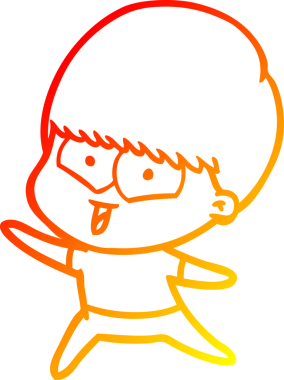 Bir insan tarafından çizilen mutlu bir çocuğun sıcak çizgi çizimi.