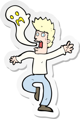 Bir insan tarafından çizilmiş bir hayaletin çıkartması.