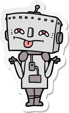 Bir insan tarafından çizilmiş robot karikatür çıkartması.