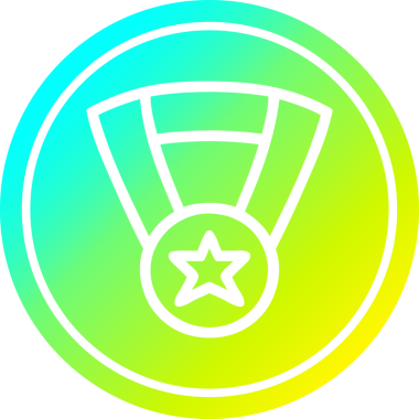 Bir insan tarafından çizilmiş havalı gradyan bitiş ile madalya ödüllü dairesel simge