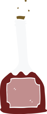 Bir insan tarafından çizilmiş kırmızı şarap şişesi.