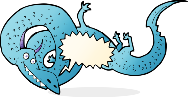 Bir insan tarafından çizilmiş konuşma balonlu Çin ejderhası.