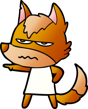 Bir insan tarafından çizilmiş tilki çizgi film karakteri