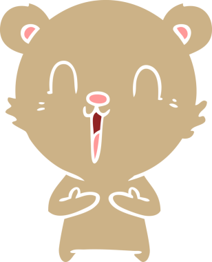 Bir insan tarafından çizilmiş mutlu düz renkli çizgi film ayısı.