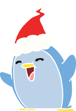 Bir insan tarafından çizilmiş kawaii pengueninin el çizimi karikatürü