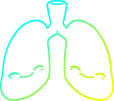 Bir insanın çizdiği karikatür akciğerlerinin soğuk gradyan çizgisi.