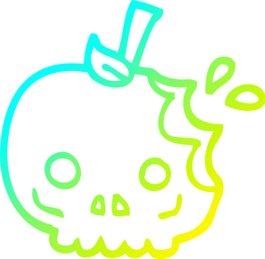 Bir insan tarafından çizilmiş kırmızı zehirli bir elma çizimi.