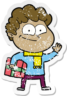 Bir insan tarafından çizilmiş mutlu bir adamın sıkıntılı çıkartması.