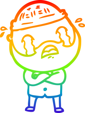 Bir insan tarafından çizilmiş ağlayan sakallı bir adamın çizimi.